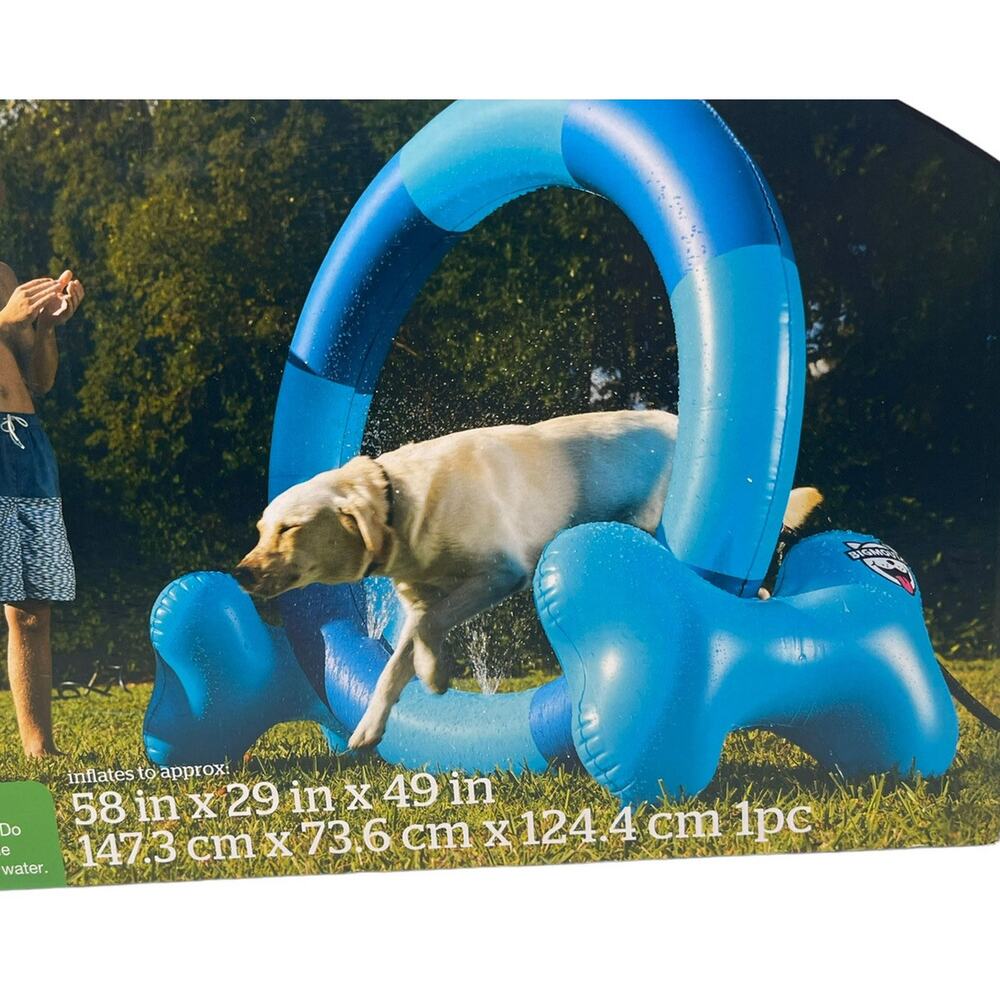 NEW Pet Dog Water Sprinkler 3 Super Spray Zones Bigmouth Over 4' Tall Inflatable